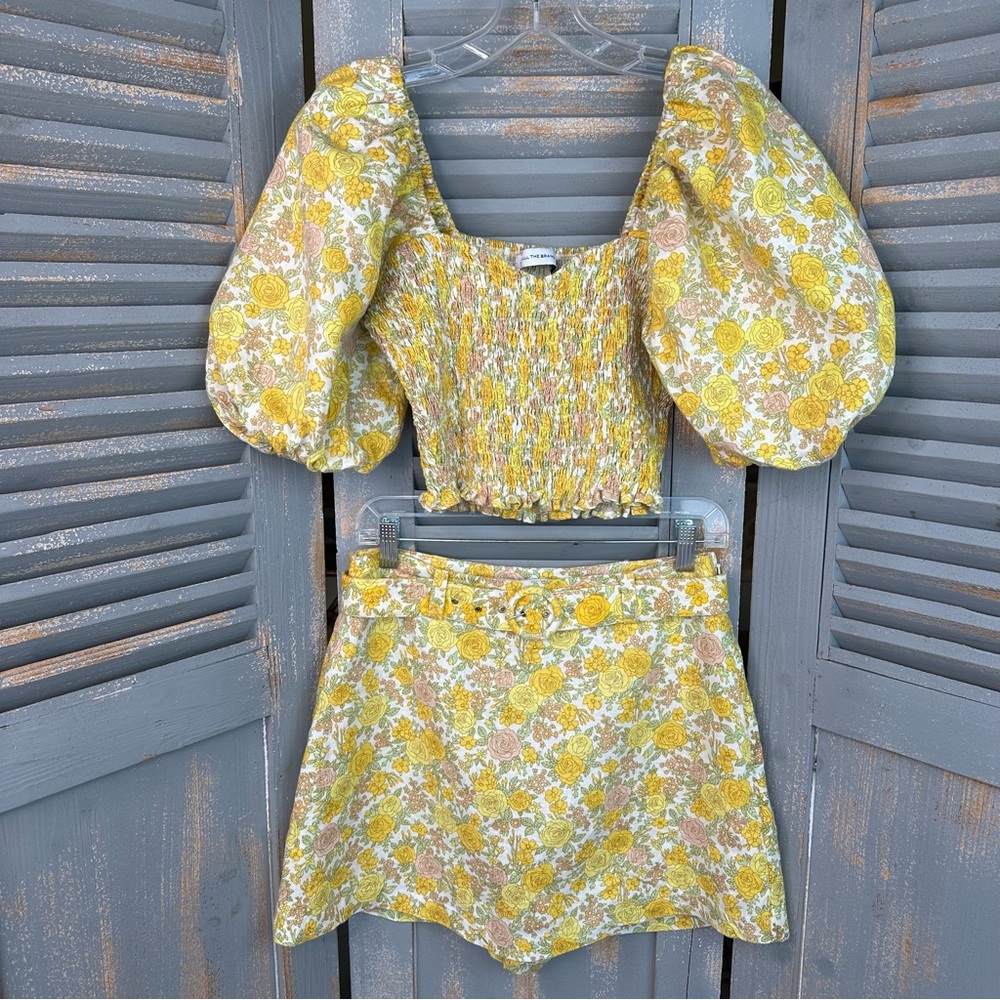 Faithfull The Brand Robina Top & Celia Skort Set Linen Garden Floral Sz 6 - Picture 3 of 16